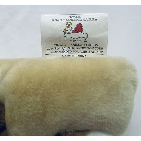 Vintage 1998 T.W.I.E Tiger Angel Toy Company Animal Square Cushion Pillow 10” - Picture 3 of 5